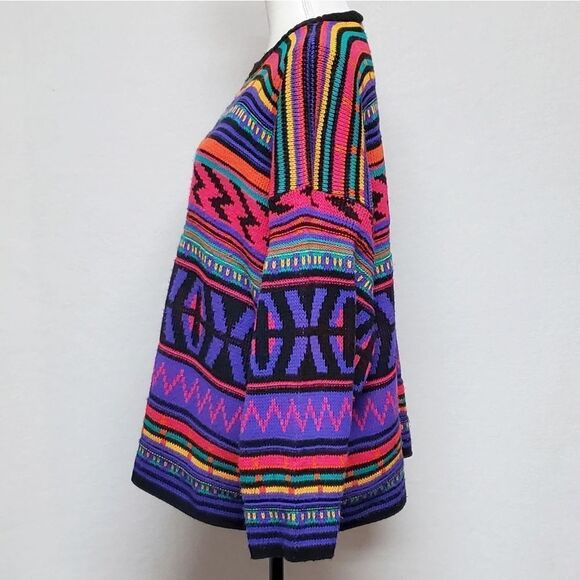 Vintage 1980s Jordache Neon Retro Bodacious Crewneck Boxy Colorblock Sweater 22W - Picture 6 of 12